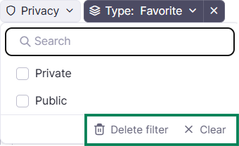 Single filter actions